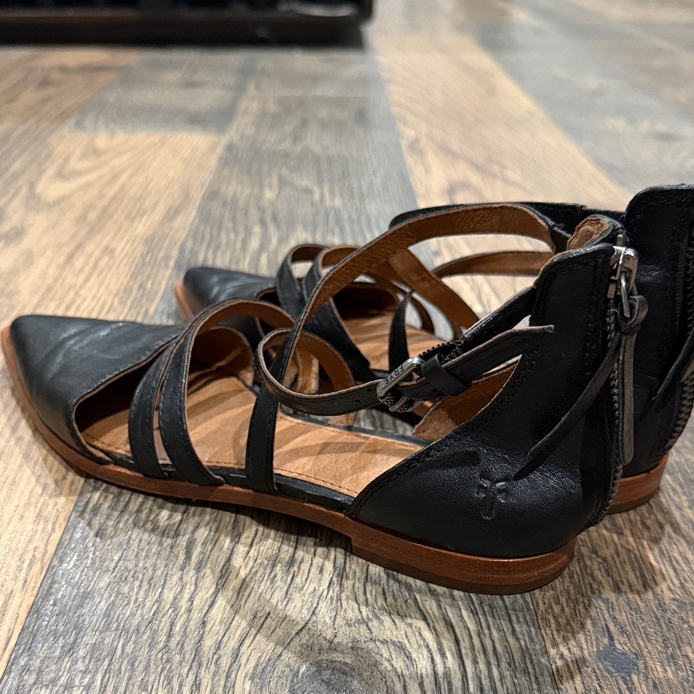 Frye Black Strappy Heels